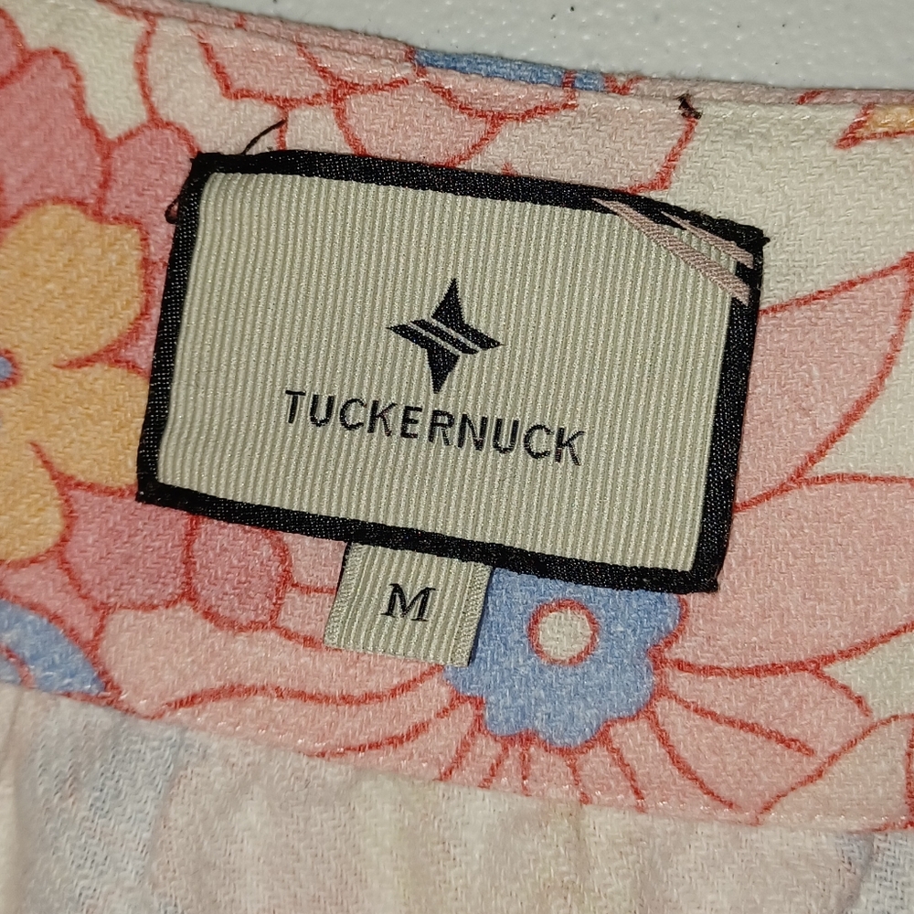 Floral Sleeveless Tuckernuck Ruffle Straps Dress 100% Linen - Picture 2 of 12